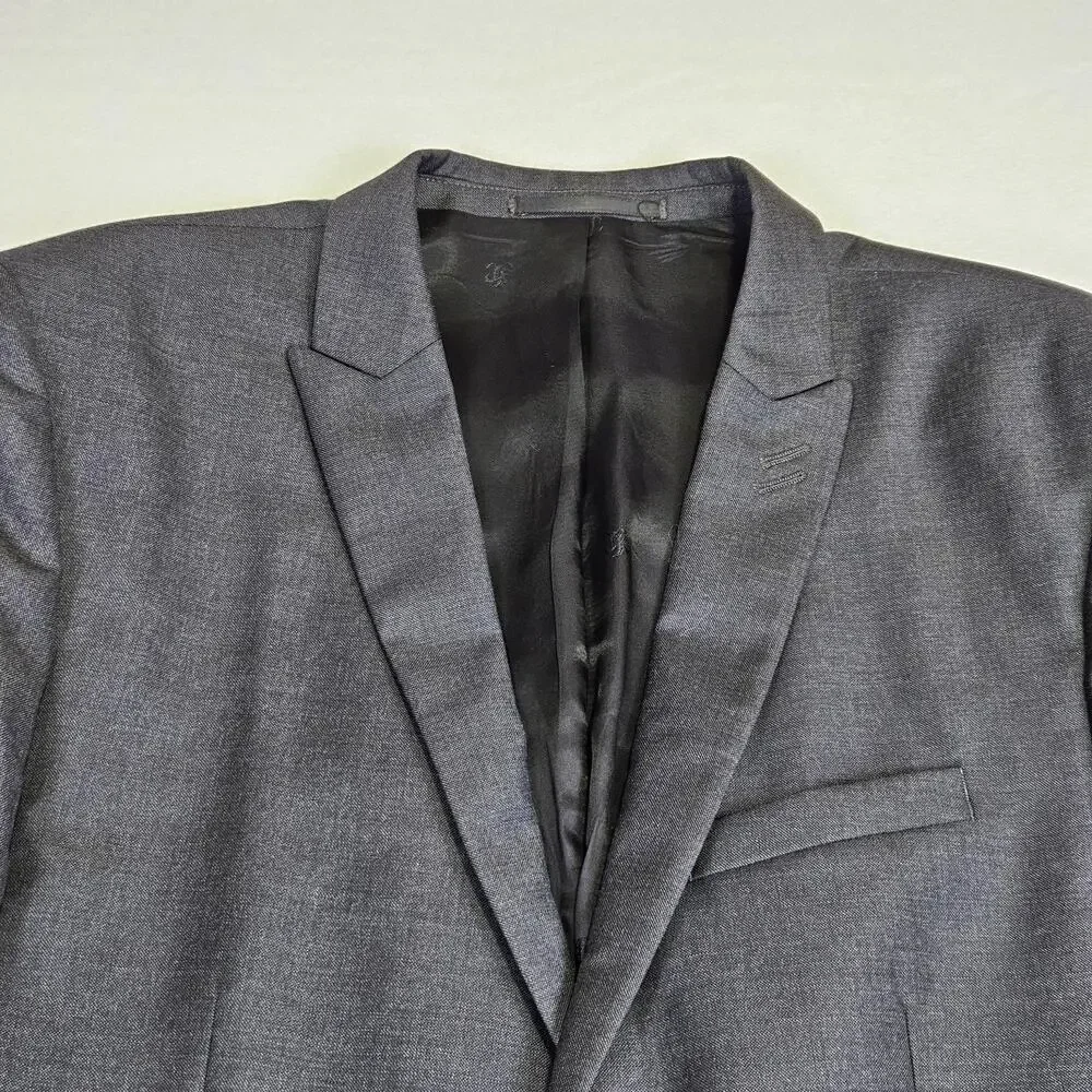 The Kooples Blazer Men US 40 EUR 50 Gray Peak Lapel Classic Fit Suit Jacket Wool